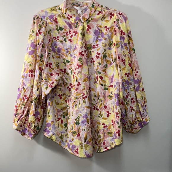 LC Lauren Conrad button down floral print top XXL - Picture 4 of 17